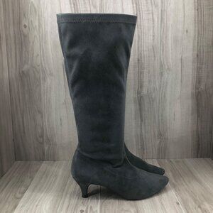 Aerosoles Boots Womens 8 Afterward Gray Suede Zip Knee High